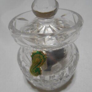 Beautiful Vtg Waterford clear Crystal jelly jam jar w/ lid handmade in Ireland